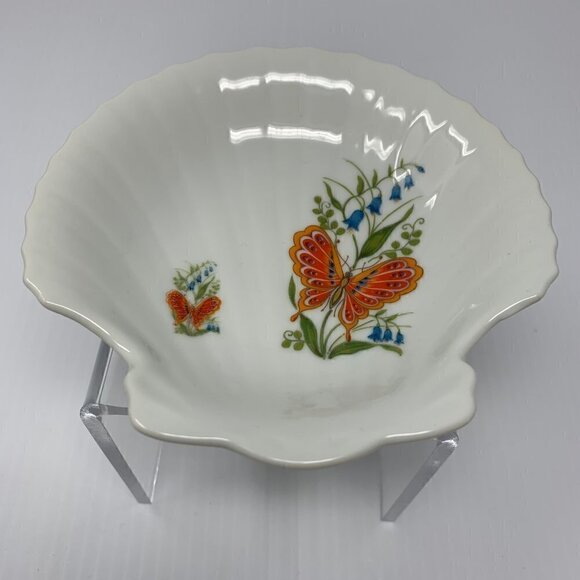 Seashell Shaped Jewelry Dish Butterflies Boho Trinket Coastal Grandma - Picture 2 of 8